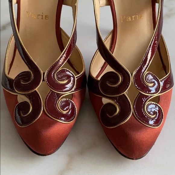 Christian Louboutin satin sling back heels size 40 - Picture 2 of 6
